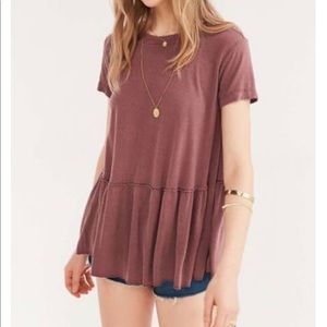 Urban Outfitters maroon peplum tee